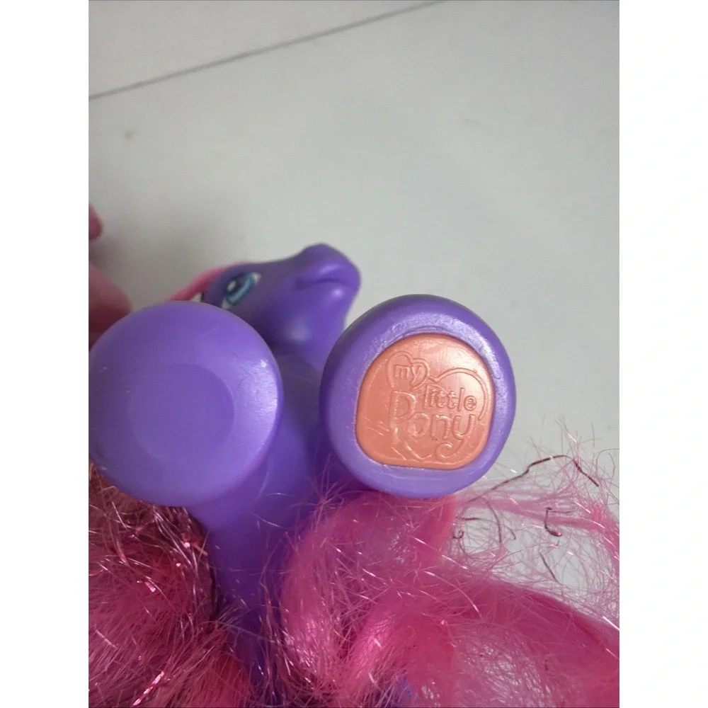 My Little Pony G3 Figure Lot ©2004 Hasbro Pink & Purple Ponies Tinsel Hair‎